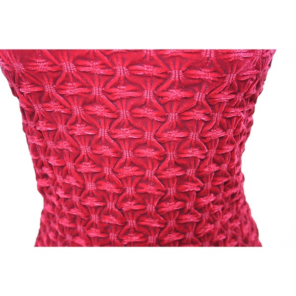 Y2k Wine Velvet Strapless Halter Top Bandeau Smocked Shirred Christmas Winter - Picture 6 of 8